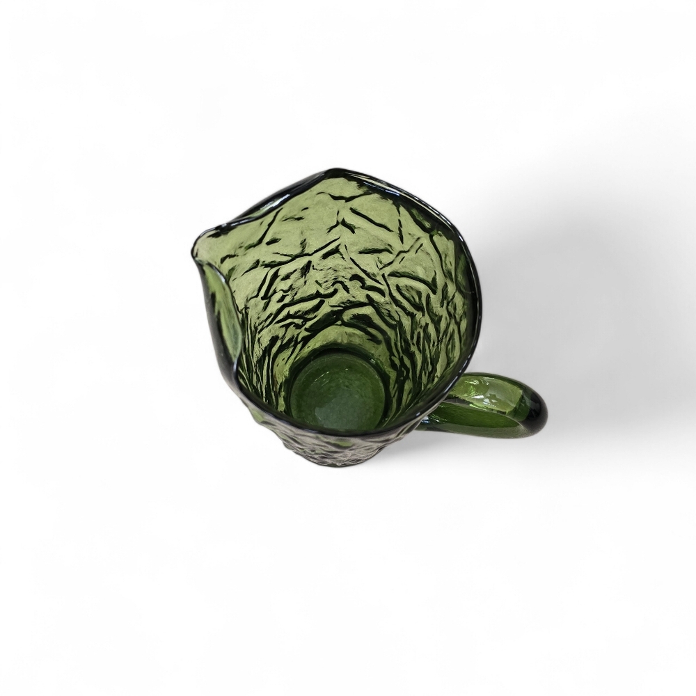 Vintage Olive Green Textured Glass Pitcher 64 oz - Picture 3 of 9